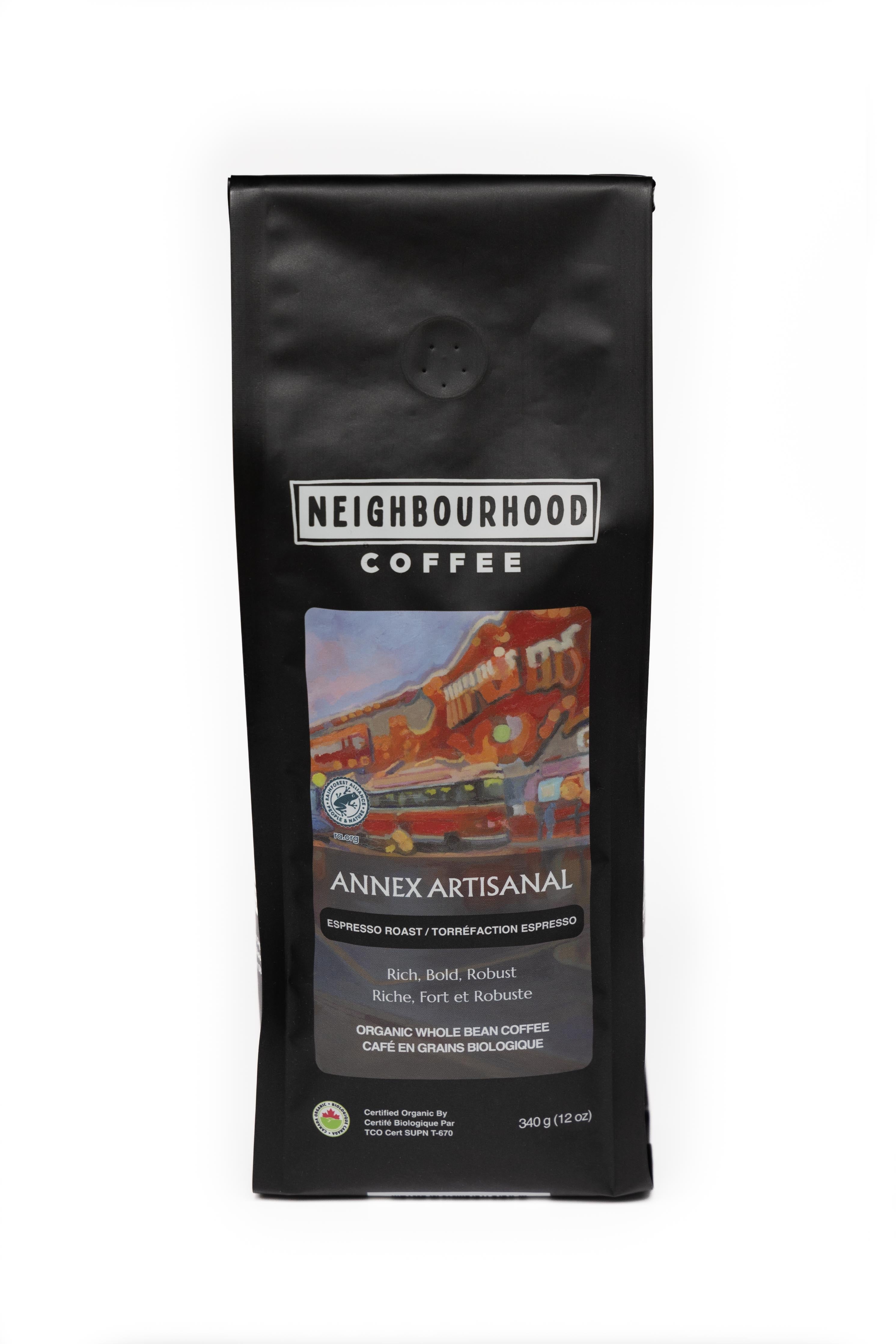 Neighbourhood Coffee Annex Artisanal Espresso Roast | 100% Organic, Premium Arabica Coffee Beans | 340g Ground Coffee for Espresso Machine | Perfect for Home Brewing, Office Use & Gifts