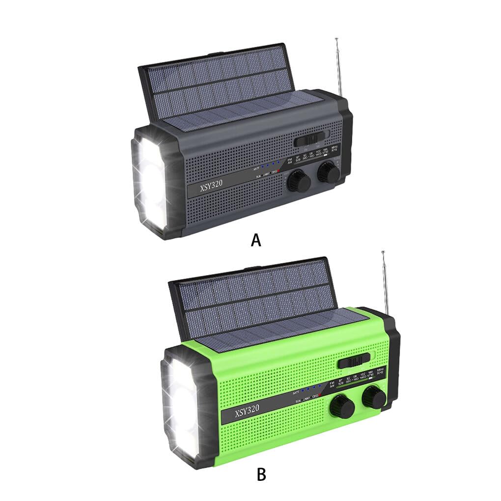 Kesurpae Portable Solar Emergency Radio with Hand Crank Charging, AM/FM/NOAA Weather Band, Stretch Antenna - Perfect for Outdoor Camping, Hiking & Emergency Preparedness (Dark Gray)