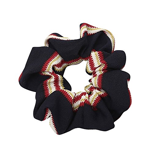 Boho Elastic Ponytail Holder Hair Band - Soft Hair Ties & Scrunchies for Women & Girls - Black Stretchy Hair Bobbles for Ponytails, Braids & Bun Hairstyles - Perfect for Workouts, Yoga & Everyday Use