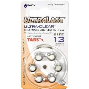 Dantona UL13HA Ultralast Size 13 Hearing Aid Batteries 1.4V - 6 Pack - Long-Lasting Power for Hearing Devices, Ideal for Travel & Daily Use