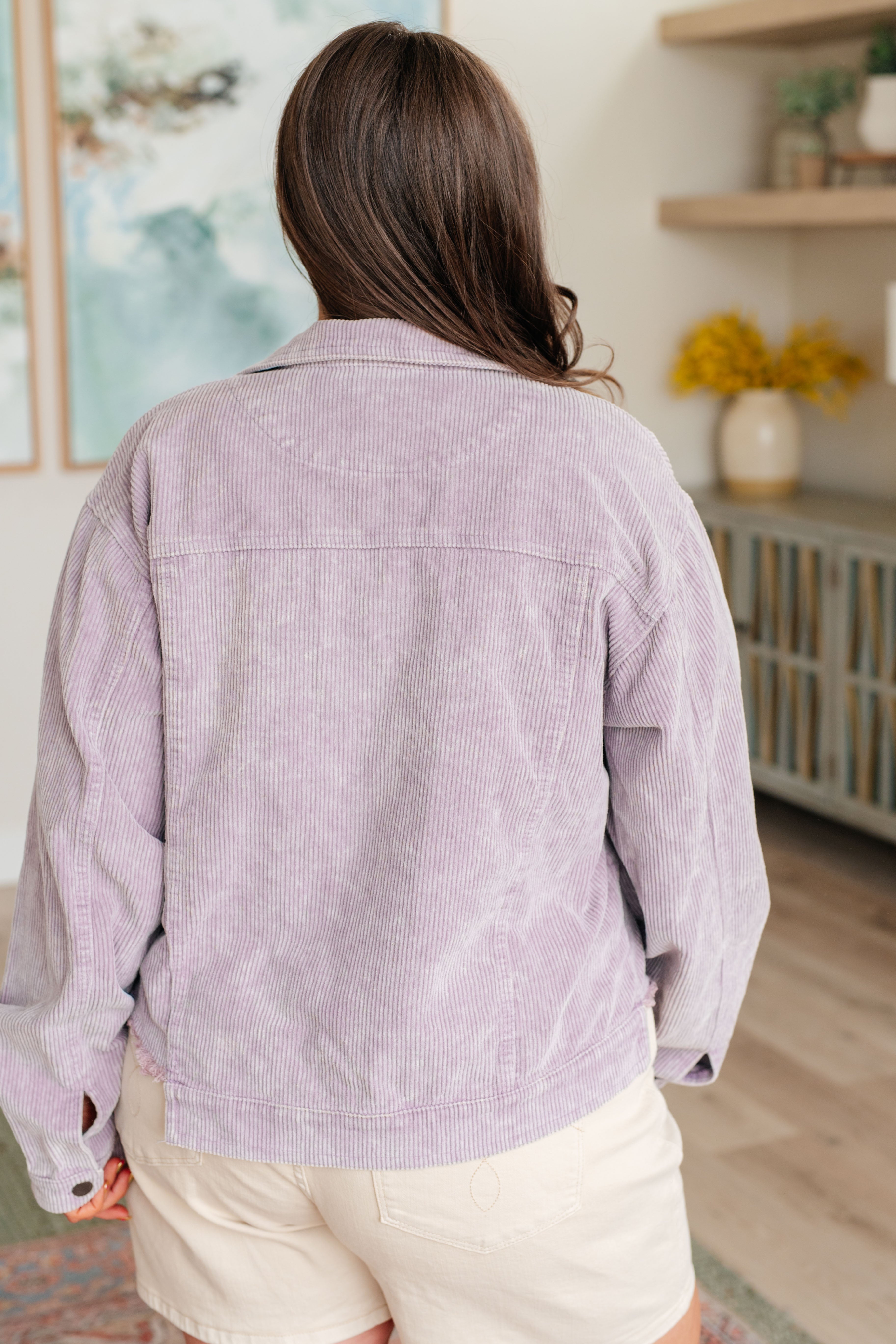 Stylish Lavender Corduroy Jacket for Women - Trendy Fall & Winter Outerwear - Perfect for Casual Outings & Date Nights