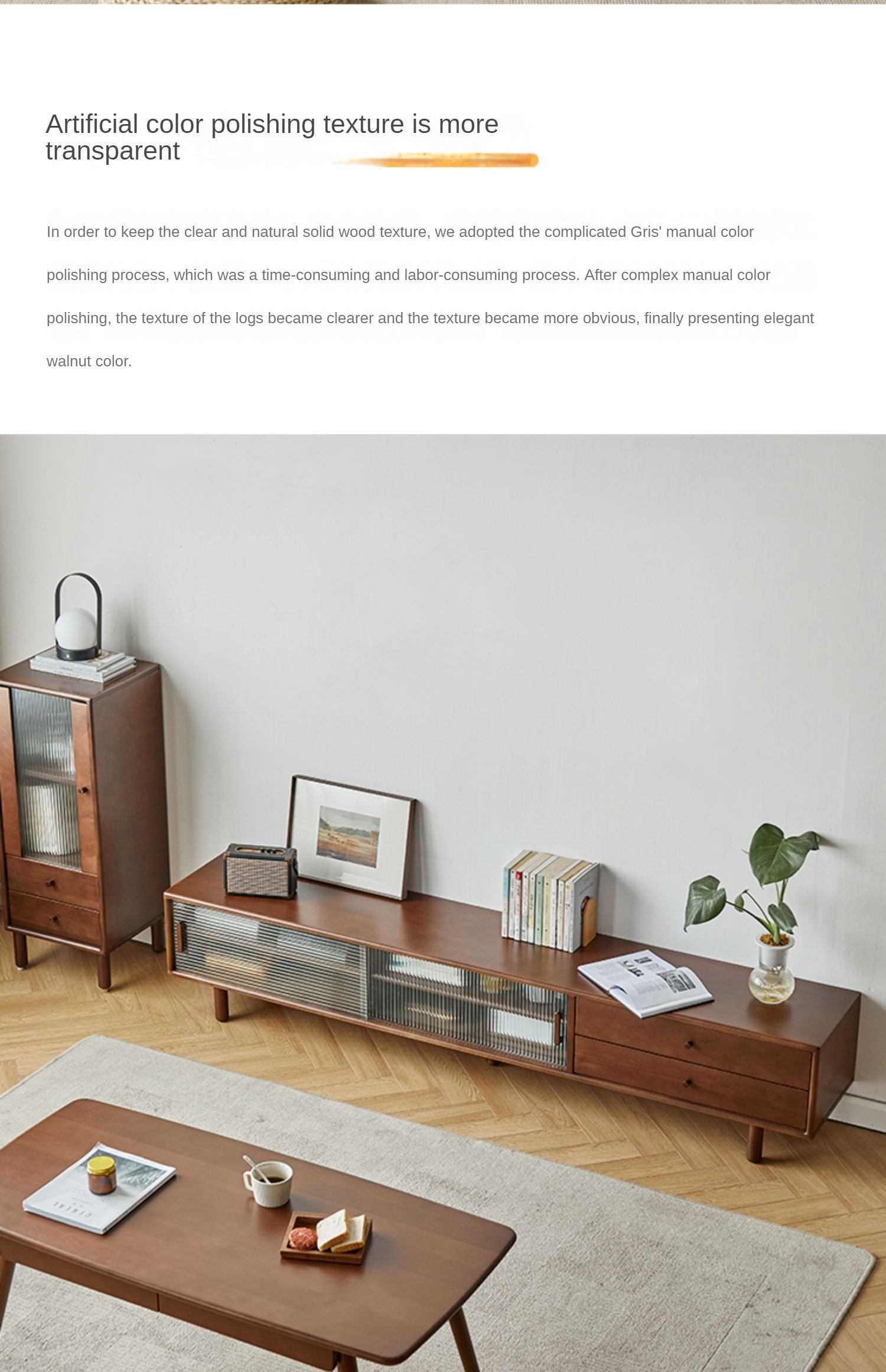 Solid Beech Wood TV Stand with Storage - Modern Entertainment Center for Living Room, Bedroom & Home Theater