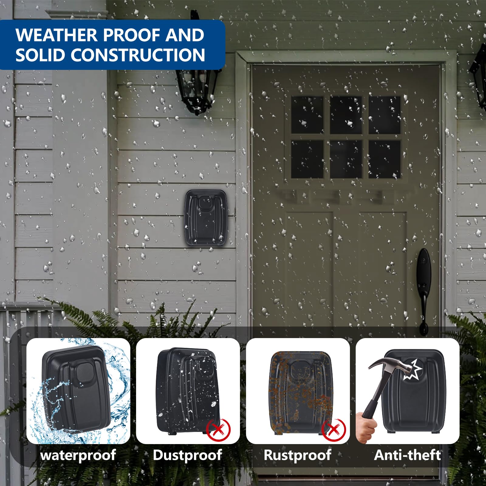 12-Digit Combination Key Lock Box - Waterproof Wall Mounted Security Box for Outdoor Keys | Large Capacity Key Hider for Home, Garage, Office & Warehouse | Perfect for Spare Key Storage, Vacation Rentals & Property Management