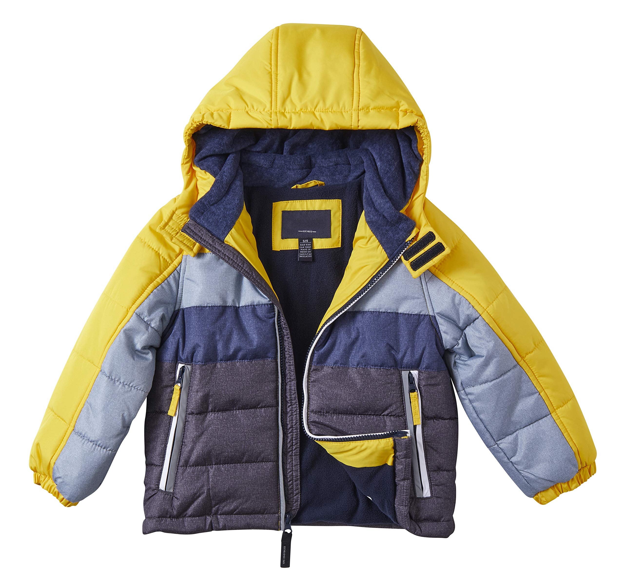 Sportoli Boys' Fleece-Lined Hooded Colorblock Winter Puffer Bubble Jacket - Warm & Stylish Coat for Kids Outdoor Activities, Snow Play & Cold Weather