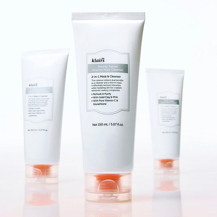 Klairs Freshly Juiced Vitamin C Facial Cleanser 150ml - Gentle Foaming Face Wash for Brightening & Hydration - Perfect for Morning & Night Skincare Routine