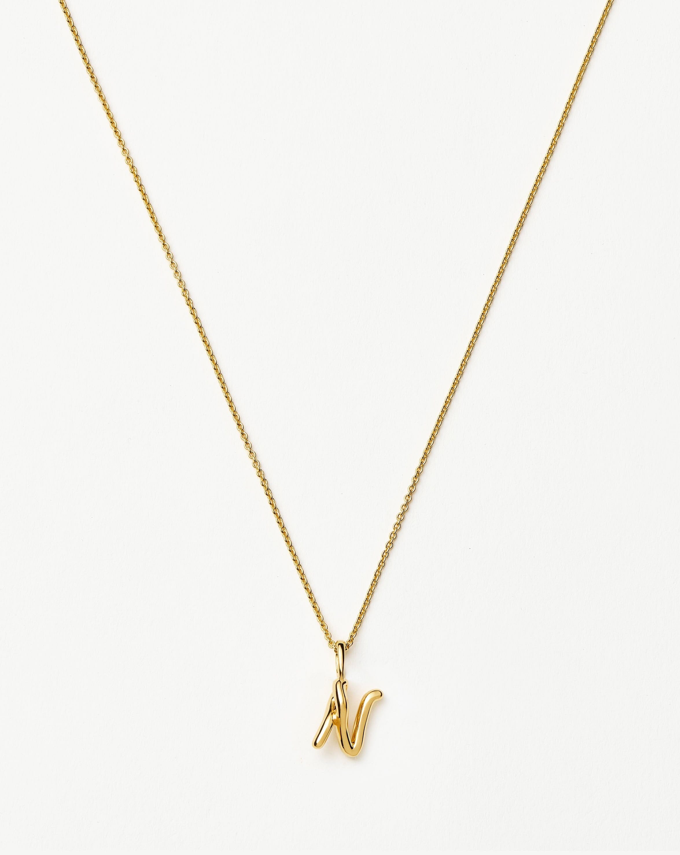 Curly Molten Mini Initial Necklace in 18k Gold Vermeil - Personalized Jewelry for Women, Dainty Layering Necklace, Gift for Her, Perfect for Everyday Wear & Special Occasions