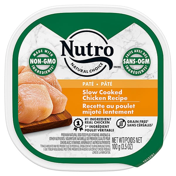Nutro Slow Cooked Chicken Recipe Pate Wet Dog Food - Grain Free, High Protein Canned Dog Food for Adult Dogs - Perfect for Picky Eaters & Mealtime Enrichment