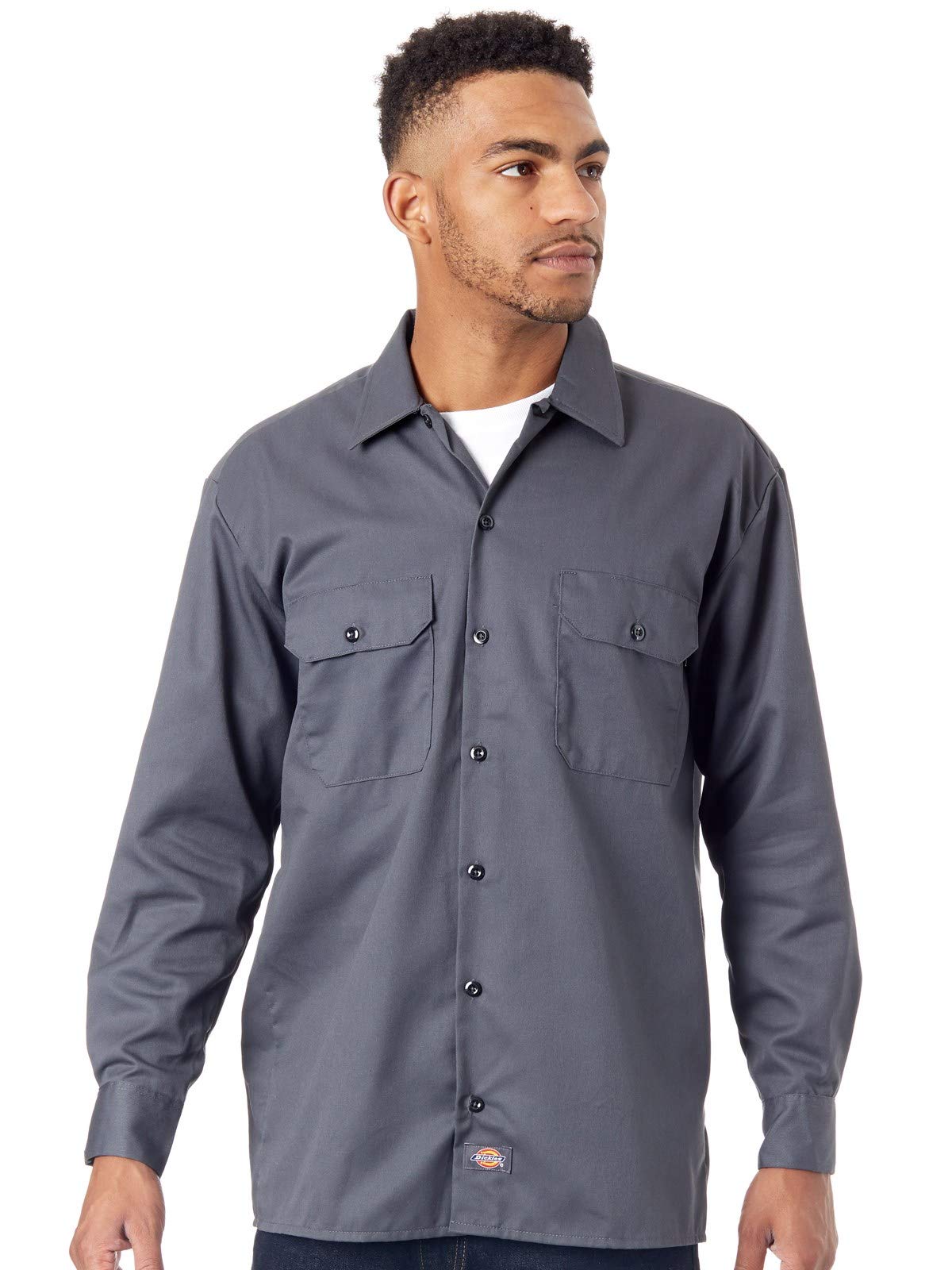 Dickies Men's Big & Tall Long Sleeve Work Shirt - Durable Cotton Twill, Relaxed Fit for Comfort, Professional Workwear for Construction, Landscaping & Outdoor Jobs