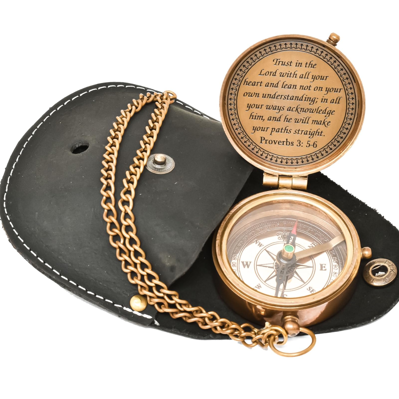 Trust in The Lord Engraved Compass - Proverbs 3:5-16 Inspirational Gift for Graduation, Missionary, Christian Faith - Perfect for Daily Devotion & Spiritual Guidance
