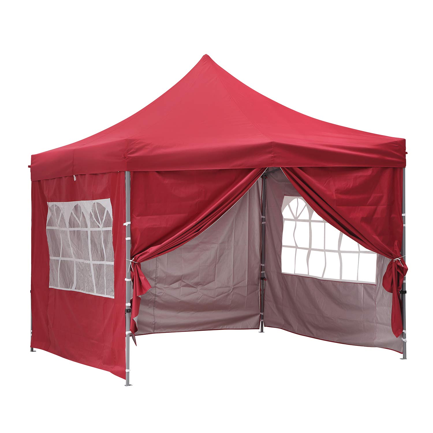 10x10 Ez Pop Up Canopy Tent - Portable Instant Shelter with Removable Side Walls - Waterproof & UV Protection for Outdoor Events, Camping, Beach, Picnics & Backyard Parties (Red)