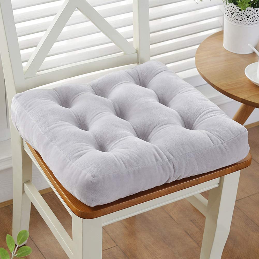 TYHZ 2 Pack Plush Chair Cushions - Thickened Solid Color Seat Pad (38x38cm/15x15inch, Gray) - Universal Square Cushion for Office, Car, Student, Tatami & Home Use - Soft Back & Seat Support for Comfort