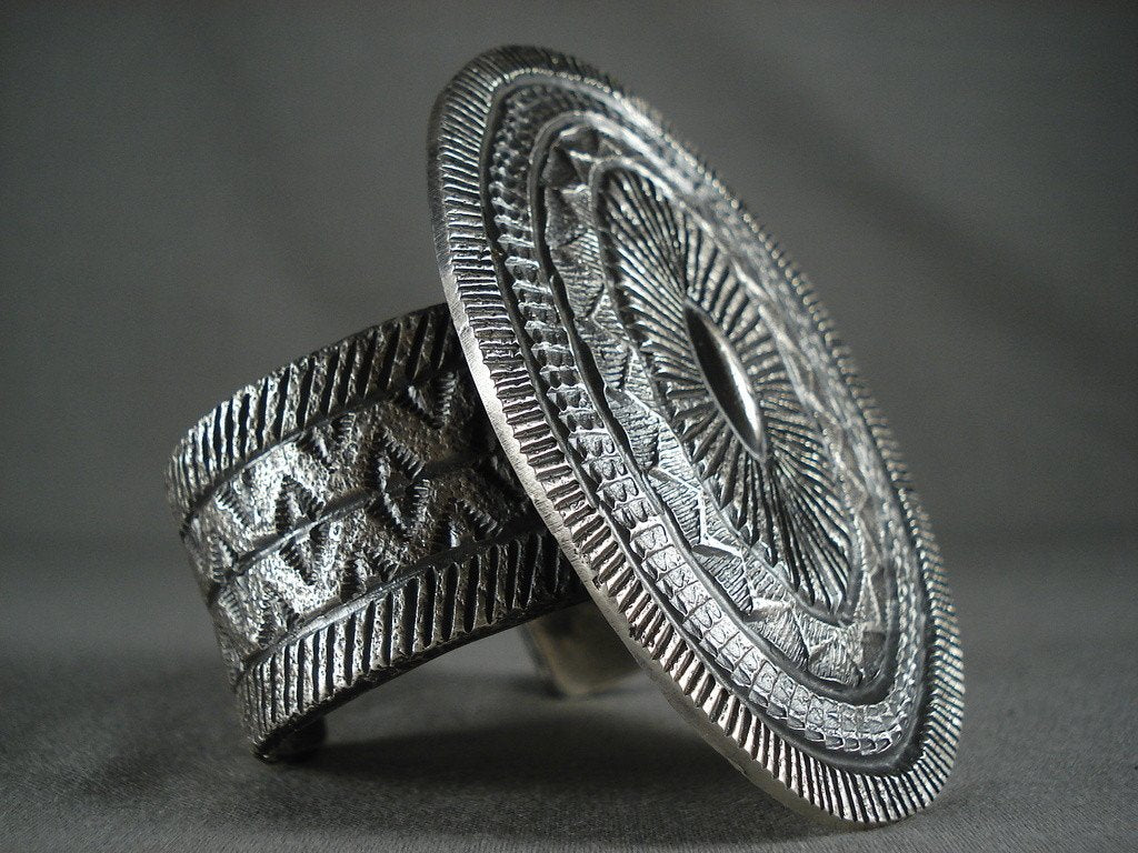 148g Sterling Silver Navajo Bracelet - Authentic Native American Jewelry with Opulent Stamp on Tufa Design | Perfect for Cultural Events, Gift Giving & Boho Fashion