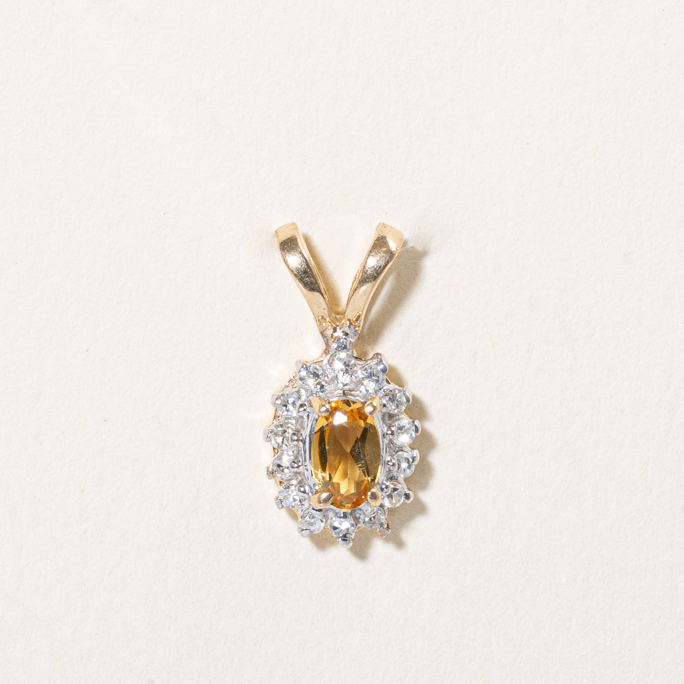 0.15ct Citrine & 0.07ctw Diamond Halo Pendant Necklace - Elegant Yellow Gemstone Jewelry for Women, Perfect Gift for Birthday, Anniversary & Special Occasions