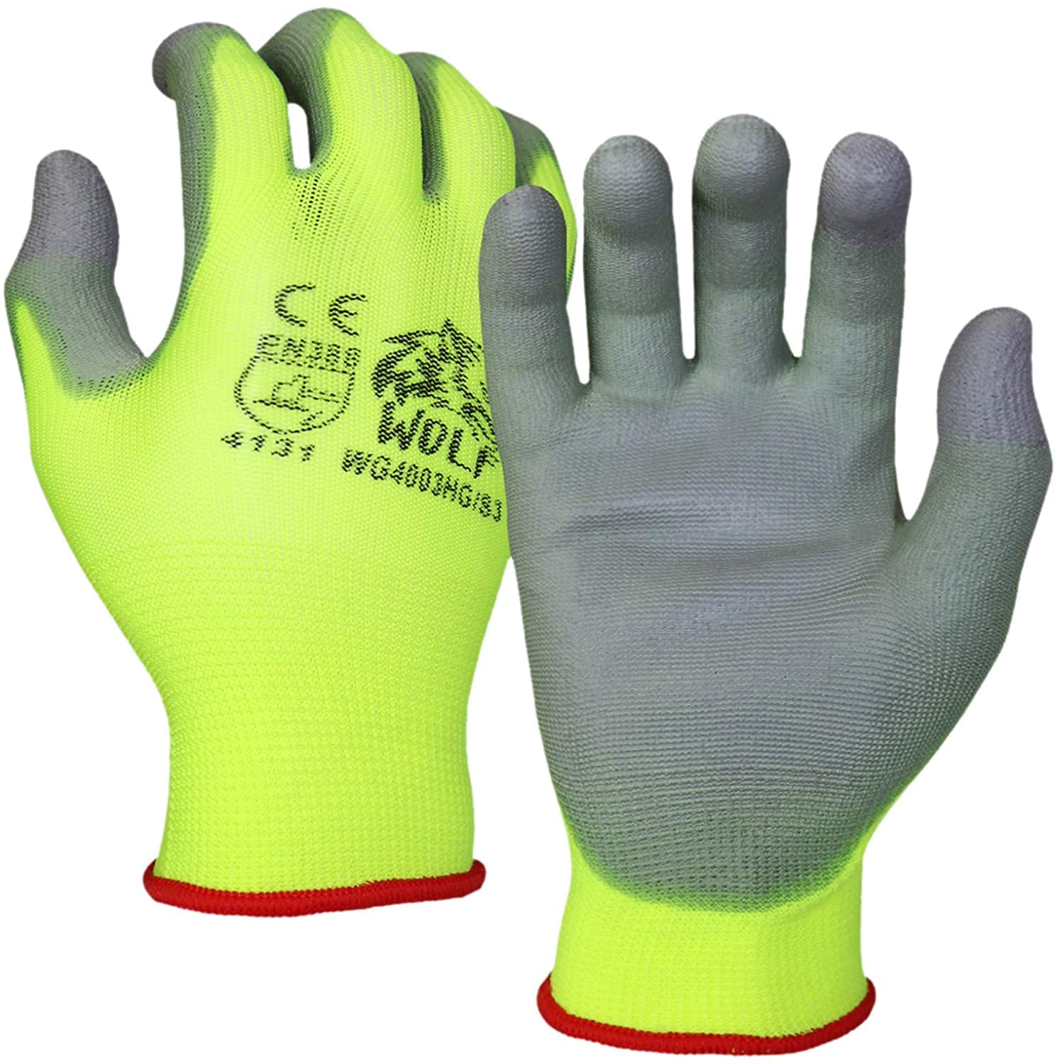 WOLF Polyurethane Palm Coated Nylon Shell Work Gloves - Durable Construction, Mechanic, Warehouse, Yard & Gardening Gloves for Heavy Duty Protection | Ideal for DIY Projects, Landscaping & Industrial Use