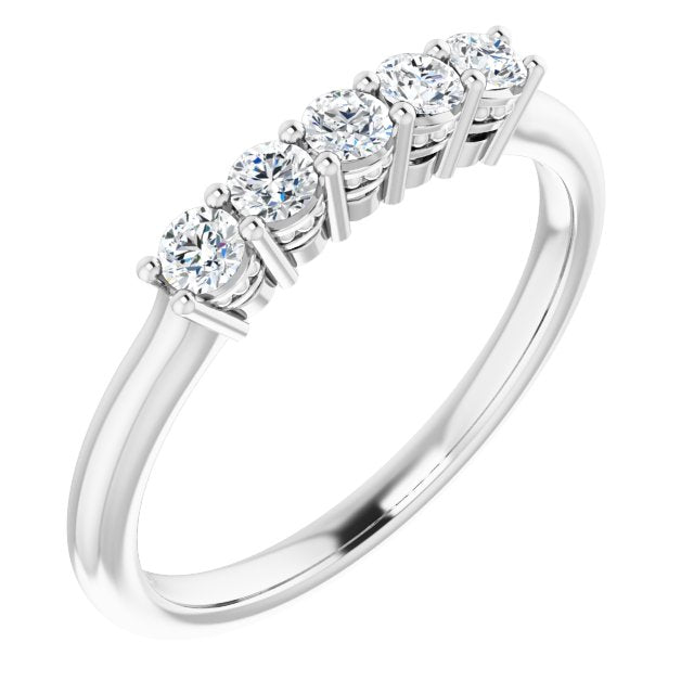 0.34 Carat Round Cut Diamond Wedding Band - 5 Stone Anniversary Ring for Women - Elegant Bridal Jewelry for Engagement, Proposal & Special Occasions