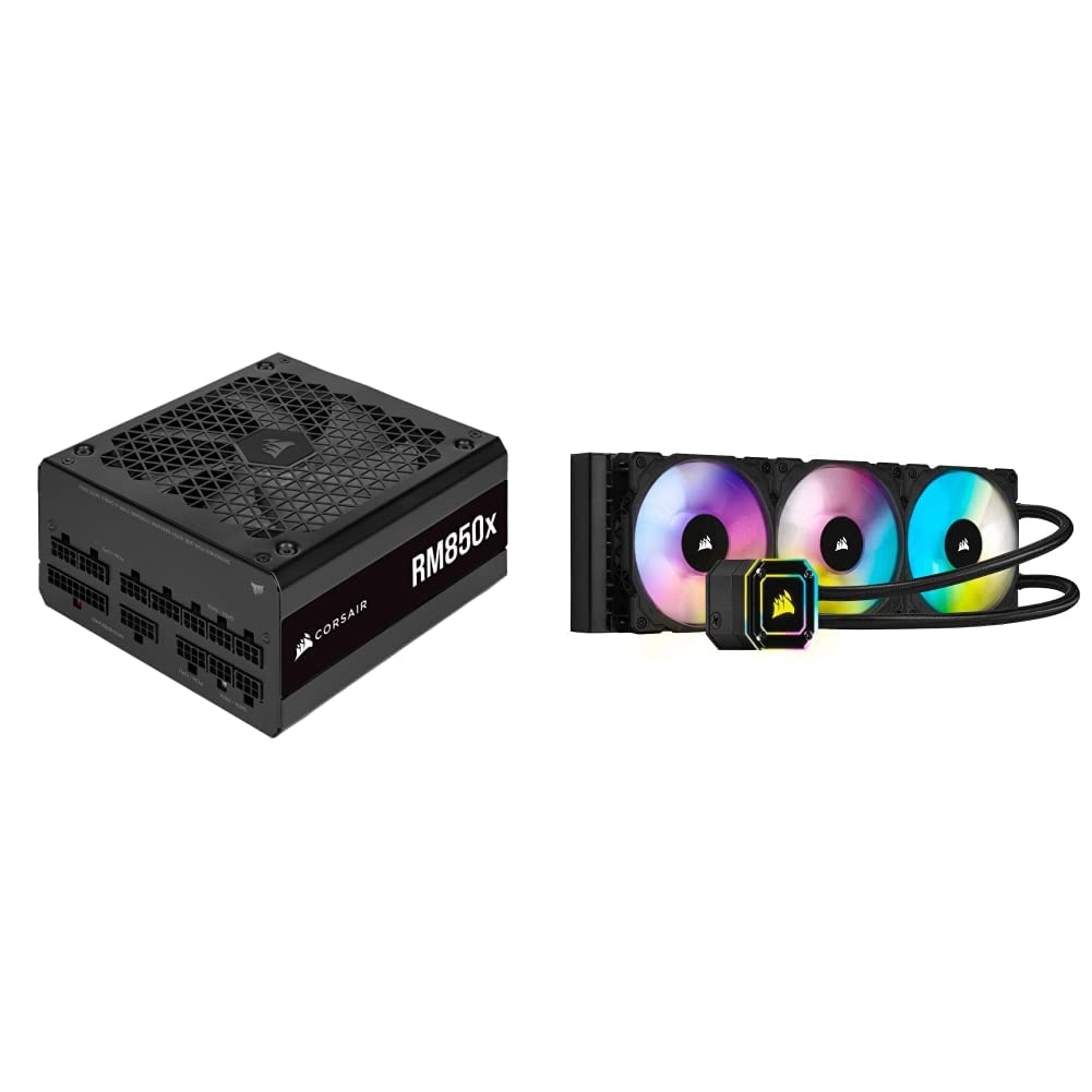 Corsair RM850x 850W 80+ Gold Fully Modular Power Supply & iCUE H150i Elite Capellix 360mm RGB Liquid CPU Cooler - Premium PC Gaming & Workstation Power & Cooling Solution for High-Performance Computers