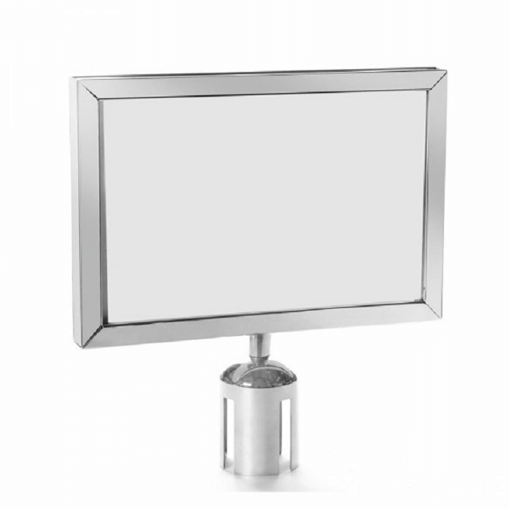 Stainless Steel A4 Horizontal Display Holder for Retractable Belt Barrier System - Perfect for Event Crowd Control, Queue Management & Retail Displays
