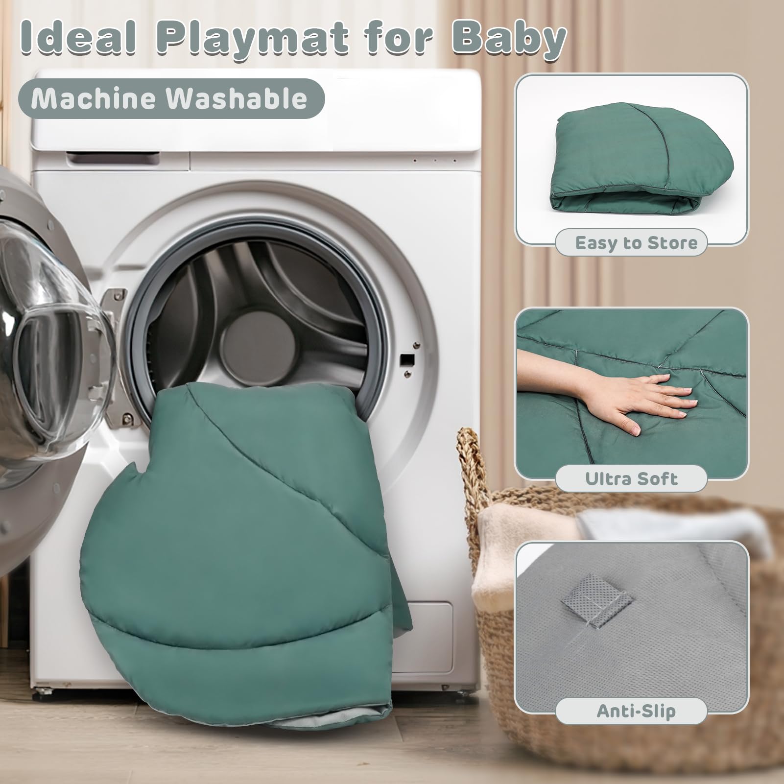 Baby Gym Play Mat - Extra Large Tummy Time Activity Mat for Infants 18+ Months | Sensory Development & Motor Skills Toy with 6 Detachable Accessories | Perfect Newborn Gift for Nursery, Daycare & Playtime