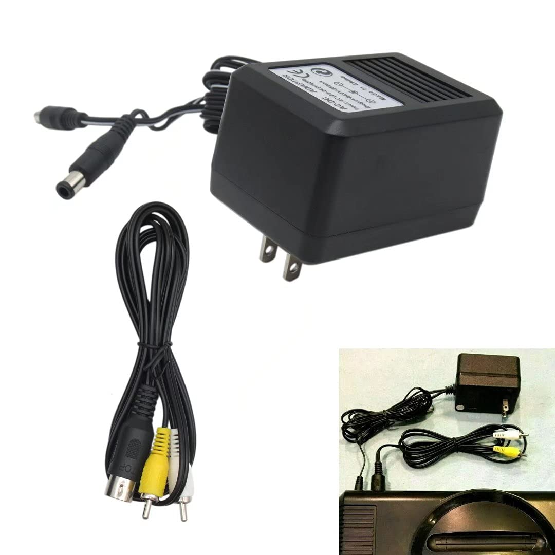 Original AC Adapter Power Cable with AV Cable for SEGA Genesis 1 Model 1601 - Compatible Replacement Charger for Gaming Console, Perfect for Retro Gaming & Home Entertainment Setup