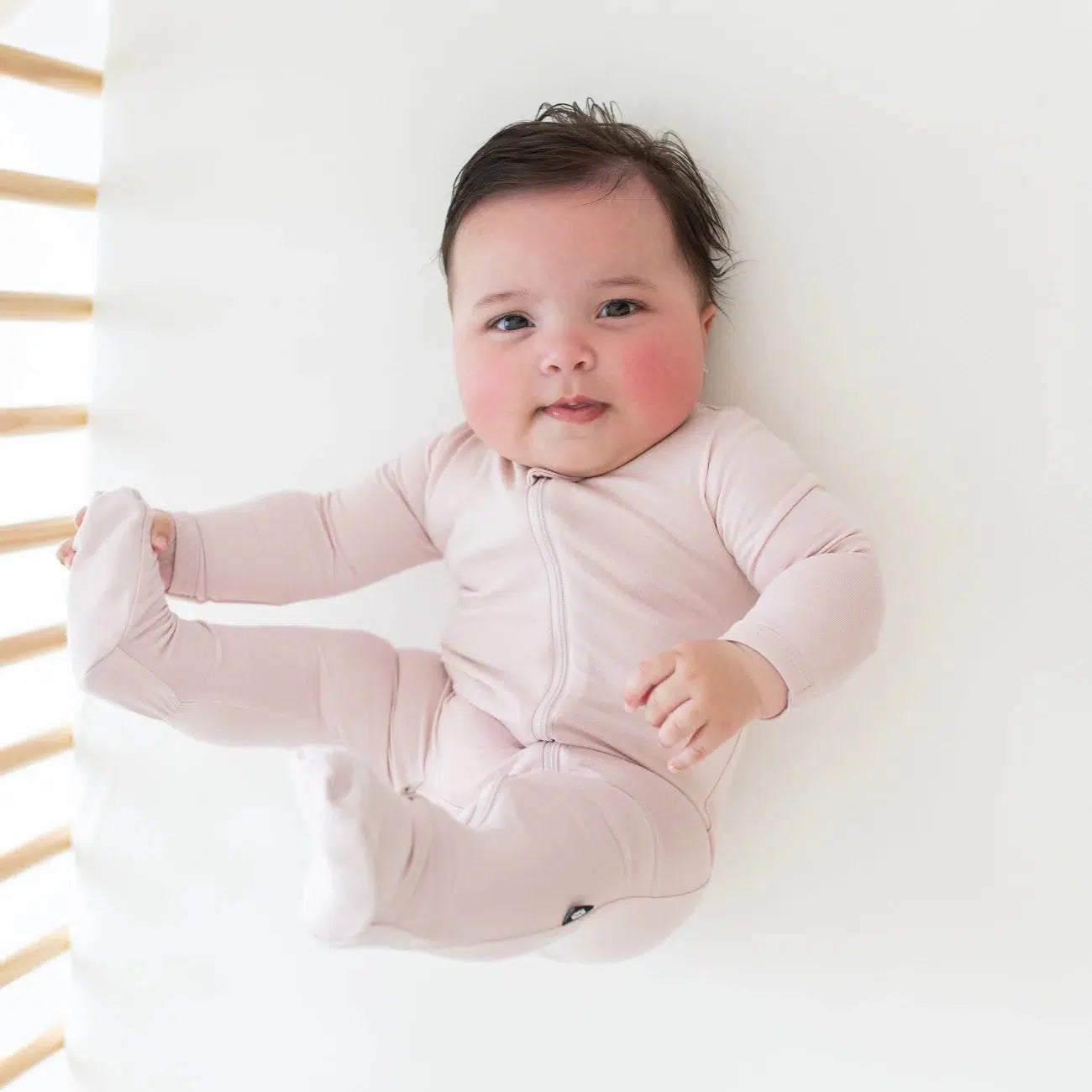 Kyte Baby Soft Organic Cotton Zipper Footie Pajamas - Blush Pink | Cozy Sleepwear for Infants & Toddlers | Perfect for Bedtime, Naptime & Lounging
