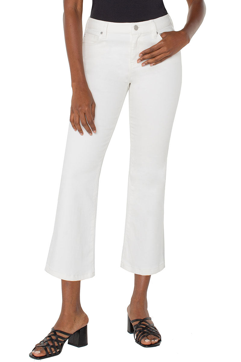 Liverpool Hannah Crop Flare Jeans in White - High Waisted Flared Pants for Women, Vintage 70s Style Denim Trousers | Perfect for Casual Outfits, Date Nights & Music Festivals