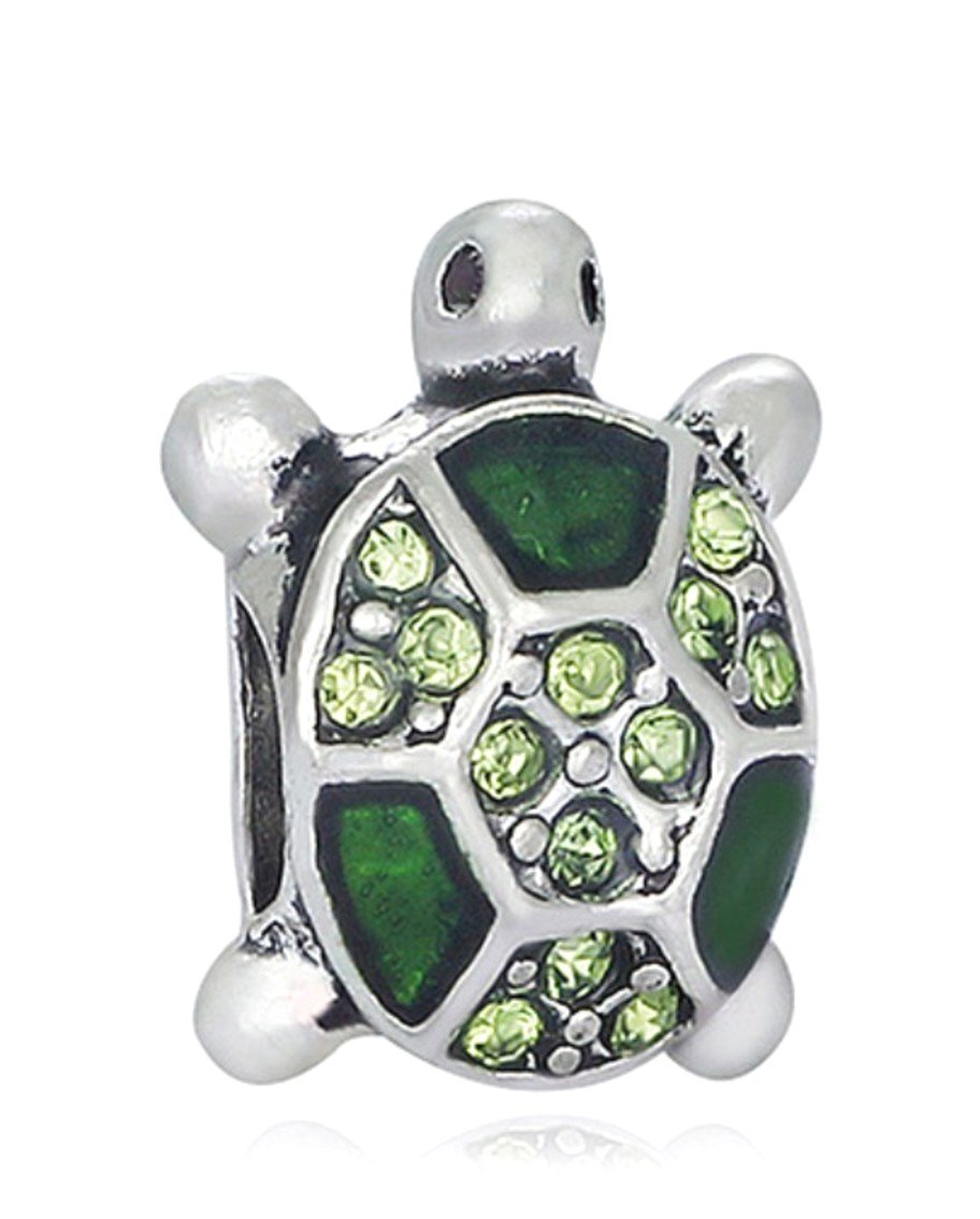 Green Sea Turtle Crystal Charm Bead for Bracelets - Handmade Jewelry for Beach Lovers & Ocean-Themed Accessories