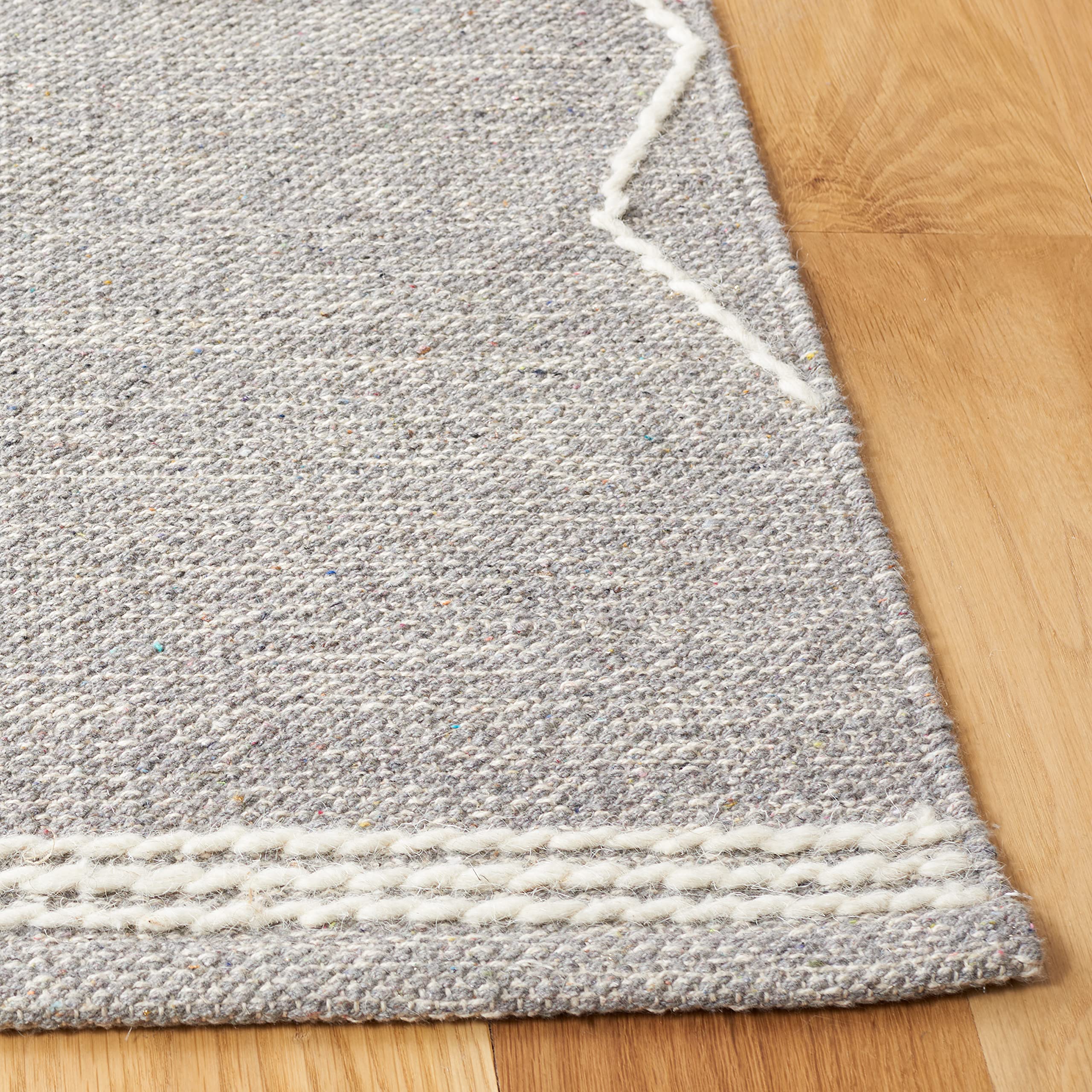 SAFAVIEH Kilim Collection 6'x6' Square Grey Ivory Handmade Cotton Area Rug - Perfect for Living Room, Dining Room & Bedroom Decor