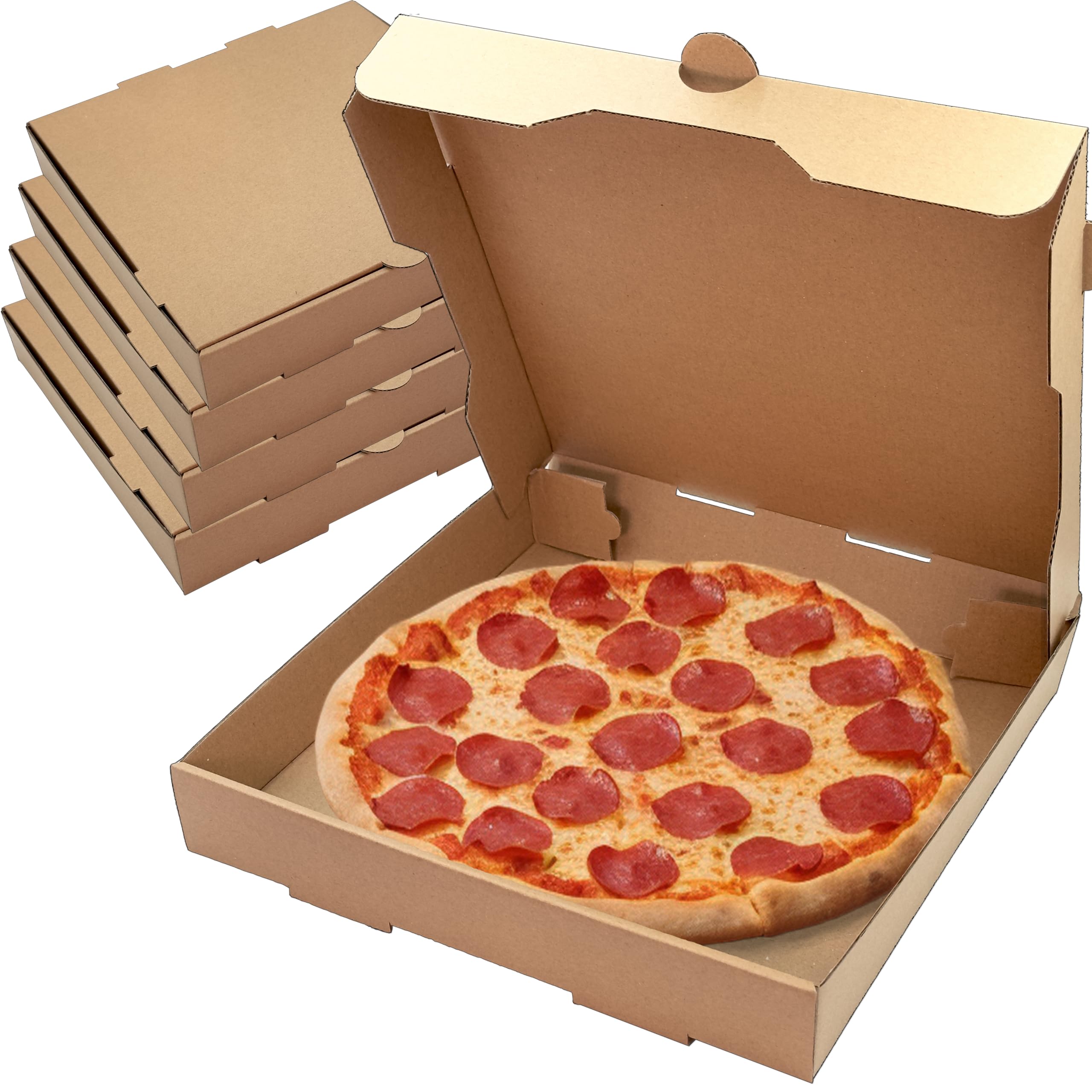 10x10x1.75 Inch Corrugated Cardboard Pizza Boxes (25 Pack) - Eco-Friendly Kraft Takeout Boxes for Hot & Fresh Pizza Delivery - Perfect for Restaurants, Food Trucks & Home Pizza Parties