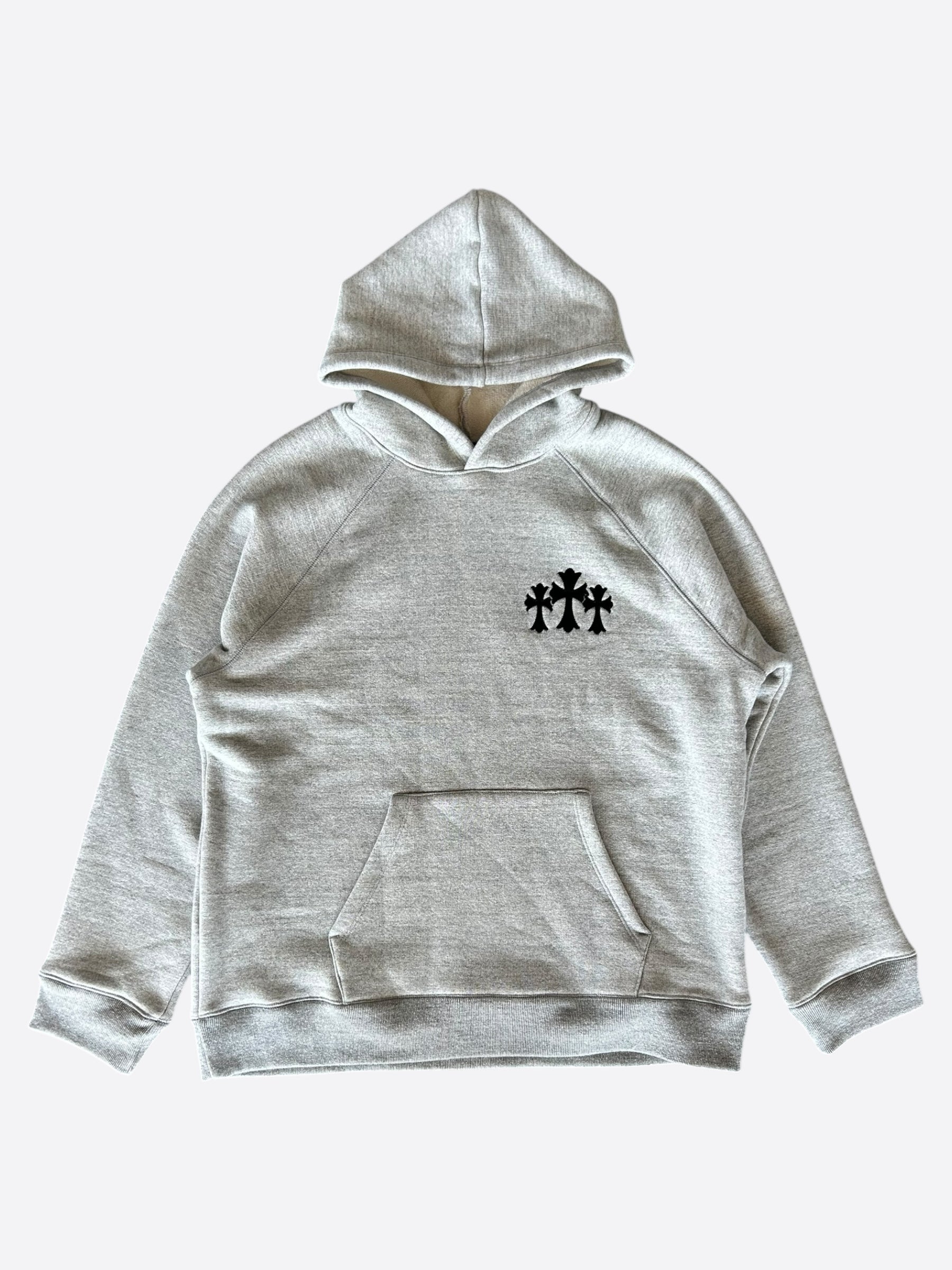 Chrome Hearts Grey & Black Triple Cross CH Logo Embroidered Hoodie for Men & Women - Stylish Streetwear for Casual Outfits & Urban Fashion