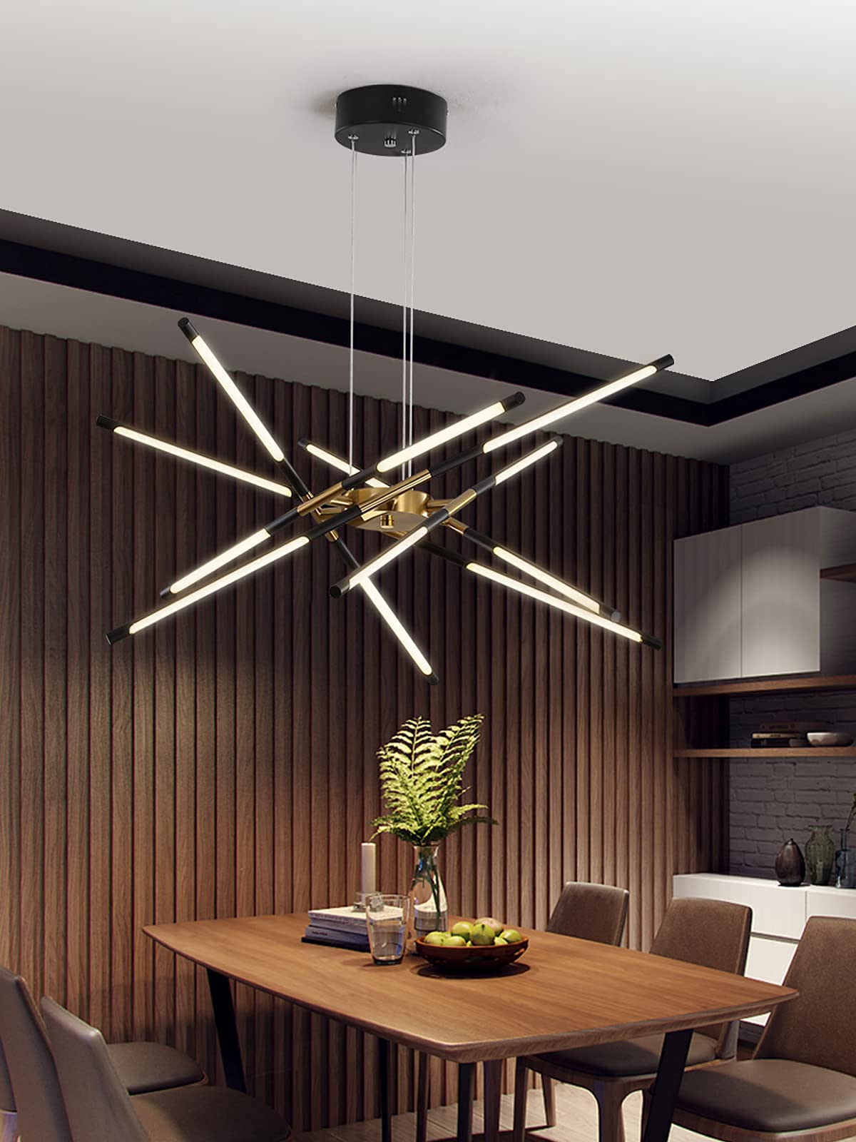 Modern Sputnik Chandelier - 12 Head LED Ceiling Light Fixture, Easy to Install Embedded Pendant Lighting for Dining Room, Kitchen, Bedroom & Living Room - Energy Efficient & Stylish Home Decor
