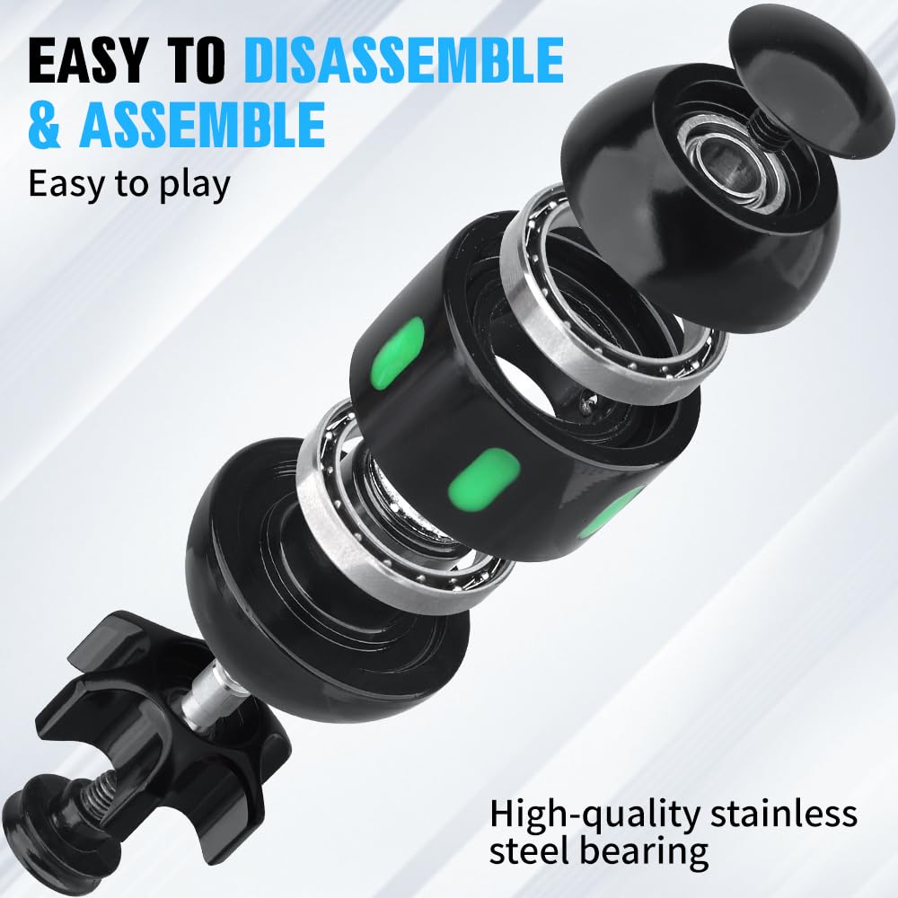 Dilabnba 4-in-1 Metal Atomic Bomb Fidget Spinner - EDC Finger Spinning Desk Toy with Cool LED Lights - Stress Relief Office Gadget for Men, Teens & Adults - Perfect Gift for Dad (Black) | Great for Anxiety Relief, Focus Improvement & Office Desk Decoration