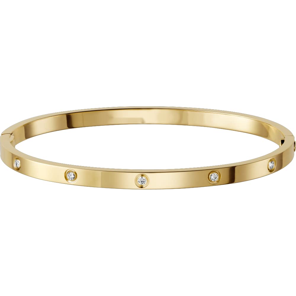 Elegant Gold Rose Gold Silver Bangle Bracelets for Women & Men - 10 Diamond Stainless Steel Jewelry Gift for Christmas Birthday Festival - Perfect for Parties, Weddings & Special Occasions