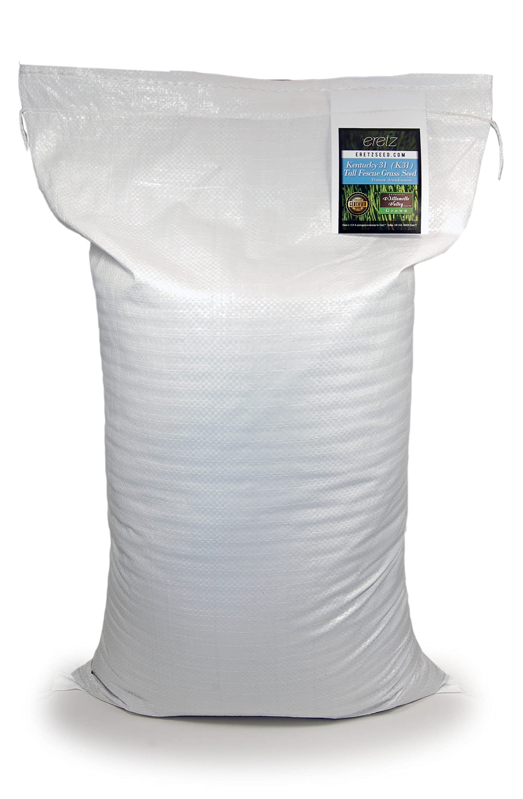 Kentucky 31 K31 Tall Fescue Grass Seed by Eretz - 25lbs | State Certified, No Fillers, No Weed Seeds | Drought-Resistant Lawn & Pasture Grass for Home Landscaping, Sports Fields & Erosion Control