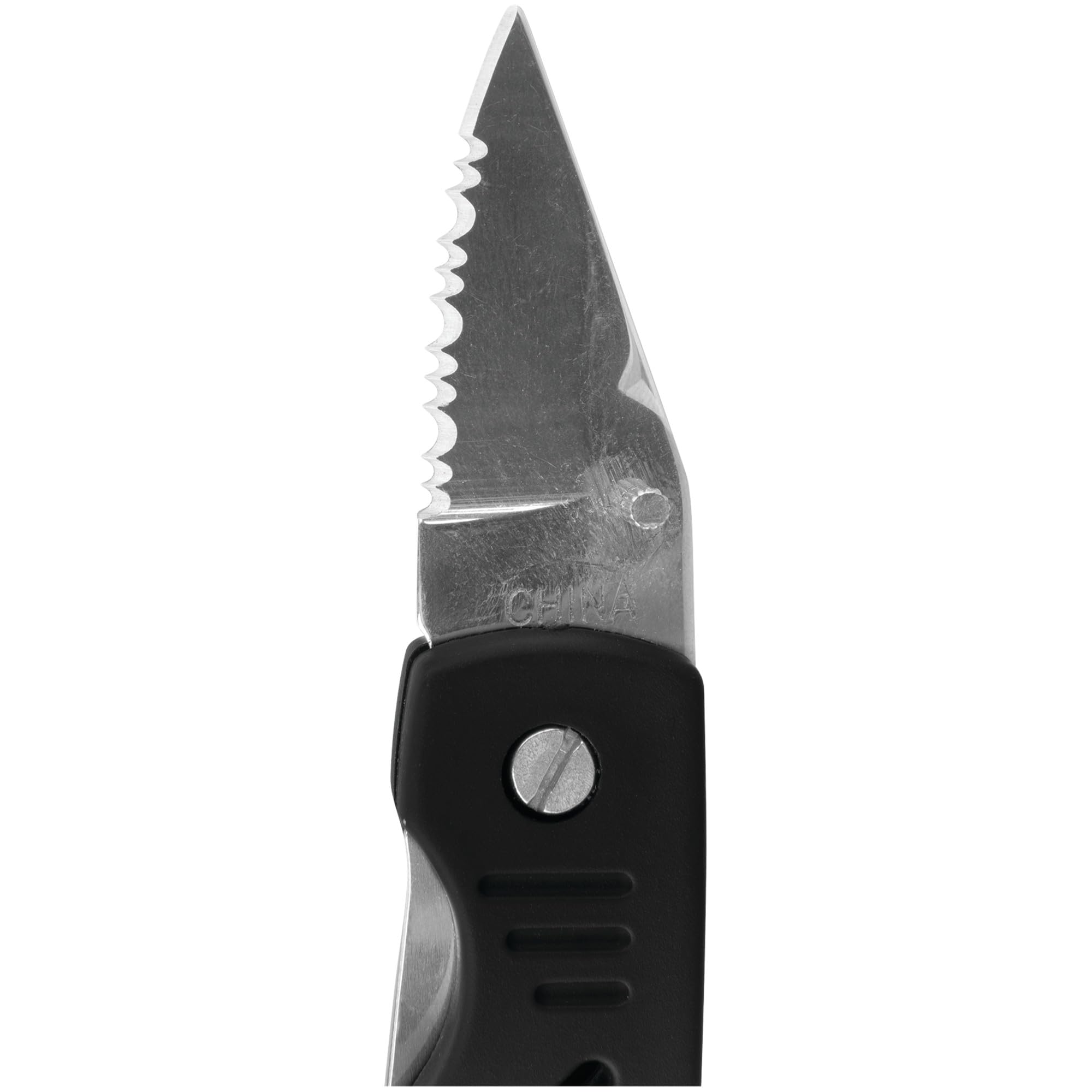 Performance Tool W3232 Folding Pocket Knife with Liner Lock - Rubberized Non-Slip Handle, Keychain Attachment - Perfect for Camping, Hiking, Everyday Carry (EDC), and Outdoor Adventures