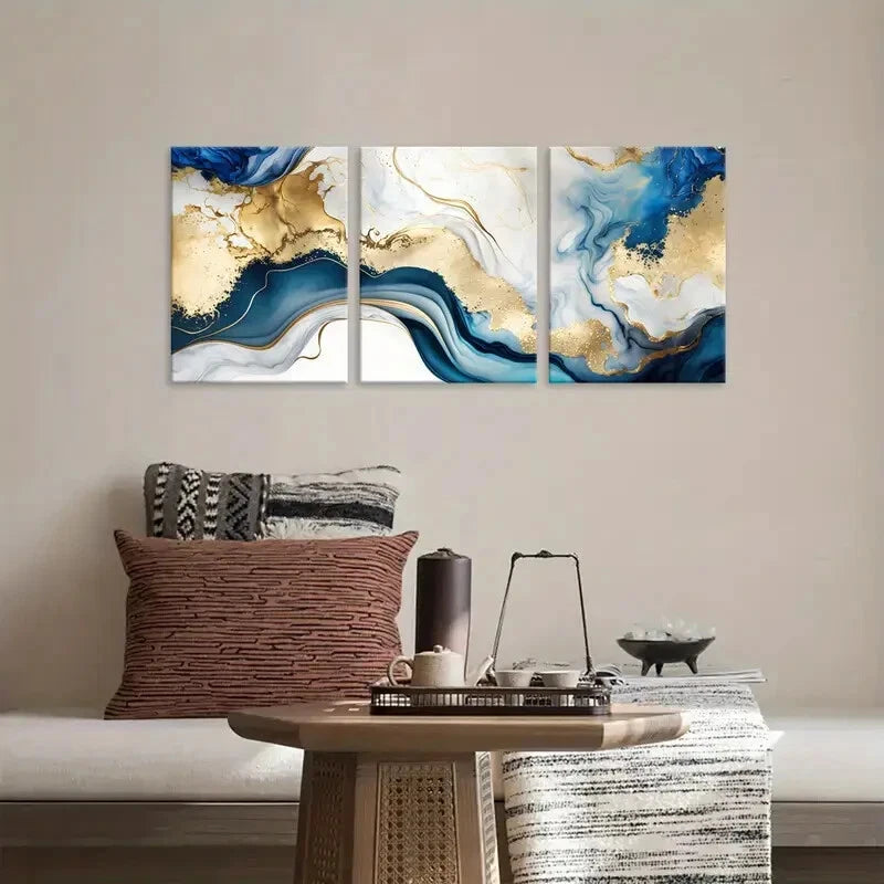 3-Piece Abstract Art Metal Print Wall Decor - Fantasy Landscape Poster Set for Living Room, Bedroom & Office - Ready to Hang Modern Home Artwork