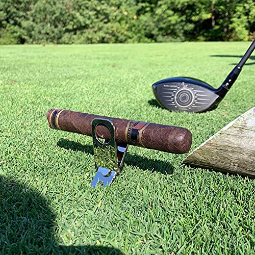 Premium Golf Divot Tool with Magnetic Ball Marker & Cigar Holder - Durable Golf Accessory for Repairing Greens | Perfect Golf Gift for Men, On-Course Convenience & Clubhouse Style