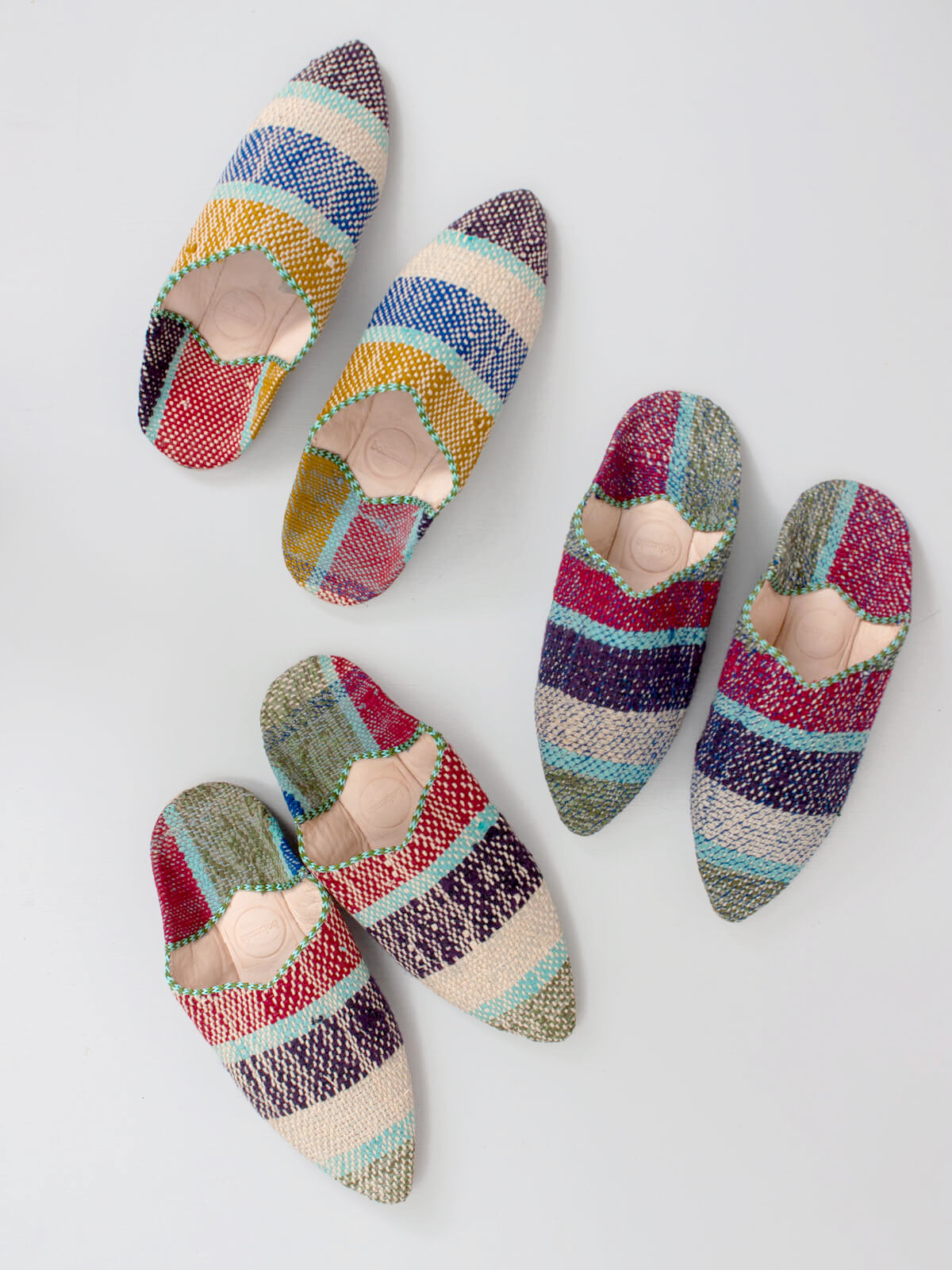 Moroccan Boujad Pointed Babouche Slippers - Winter Stripe Design - Comfortable Handmade Leather House Shoes for Men & Women - Perfect for Home, Lounge & Cultural Fashion