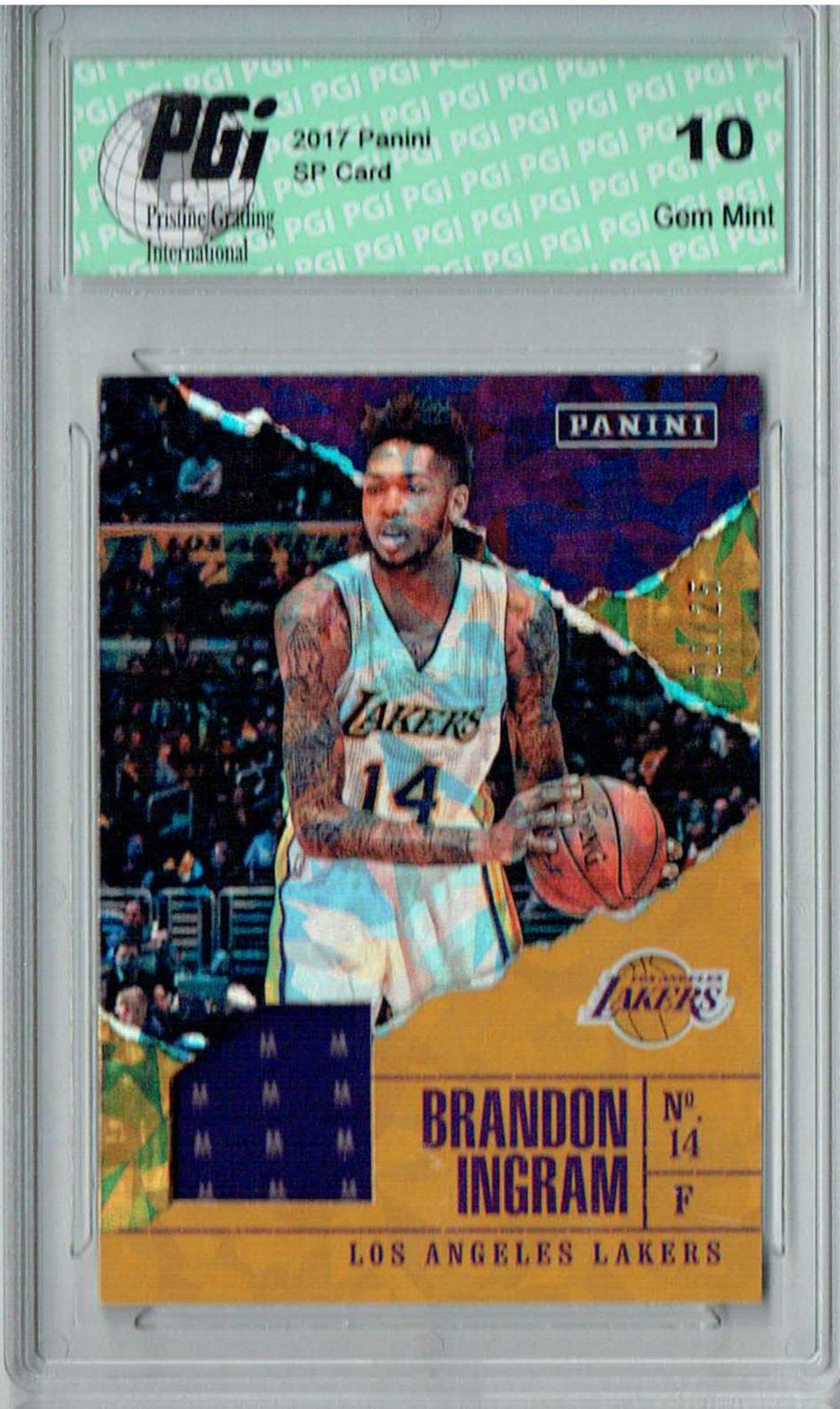 2017 Panini Prizm Brandon Ingram #BK5 Cracked Ice Jersey Card 9/25 PGI 10 Gem Mint - NBA Basketball Trading Card for Collectors & Fans - Perfect for Display, Investment, and Sports Memorabilia Collections
