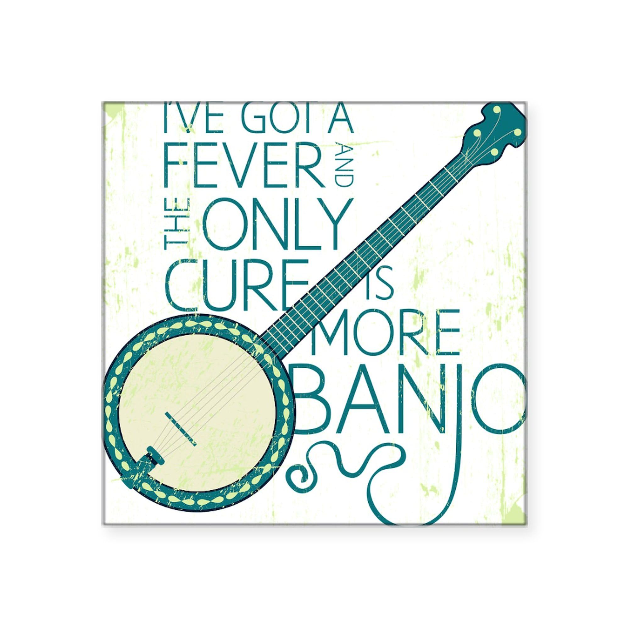 Banjo Black Square Sticker 3x3 Inch - Durable Car Bumper Decal for Vehicles, Laptops & Water Bottles | Perfect for Music Lovers, Outdoor Enthusiasts & Personalizing Belongings