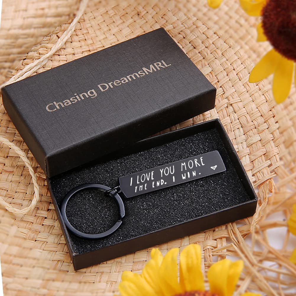 Personalized Couple Keychain - 'I Love You More' Engraved Gift for Boyfriend, Valentine's Day, Anniversary & Birthday - Romantic Present for Couples, Long Distance Relationships & Special Occasions