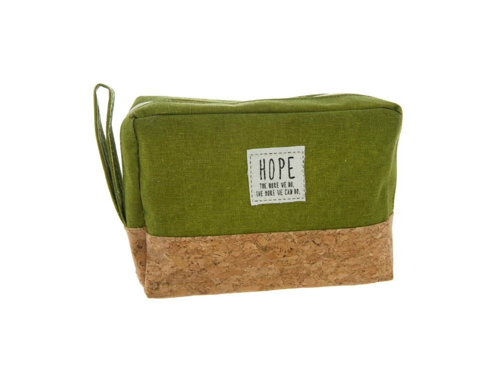 Hope Cork & Canvas Zipper Travel Makeup Pouch Bag - Green Waterproof Cosmetic Organizer for Women | Perfect for Travel, Gym & Daily Essentials Storage