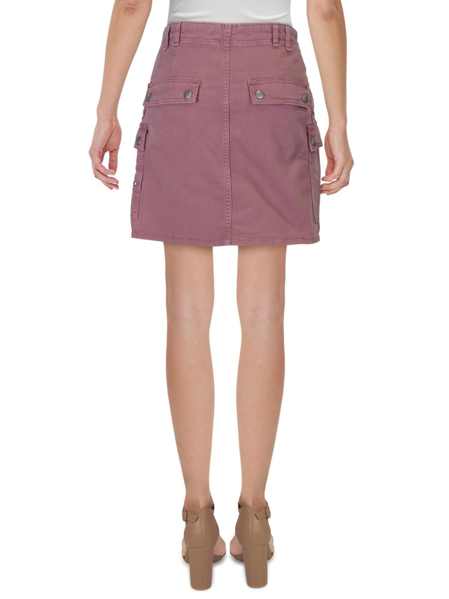 Free People Women's Avenue Utility Mini Denim Skirt - Vintage Washed Stretch Denim High Waist A-Line Skirt for Casual Outfits & Summer Fashion