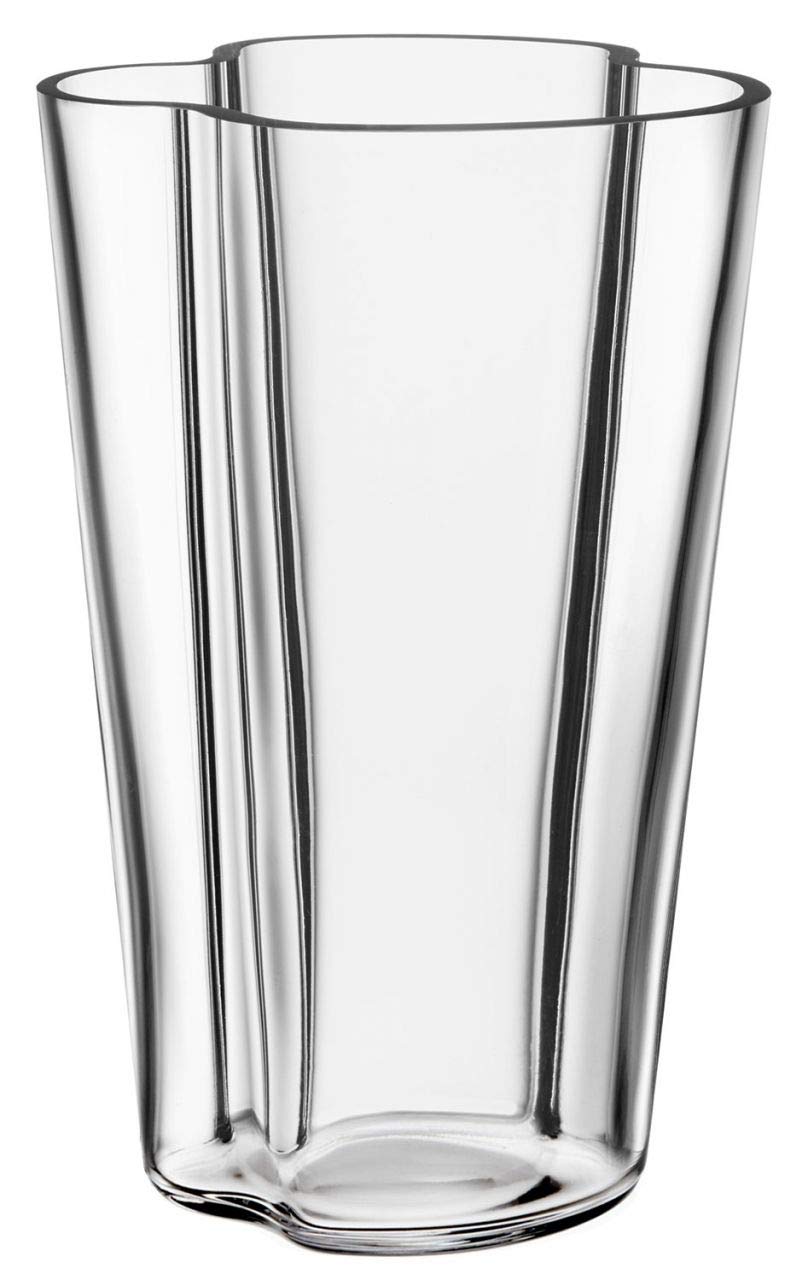 Iittala Aalto Vase 220mm Clear Glass - Modern Scandinavian Home Decor for Living Room, Dining Table & Wedding Centerpiece