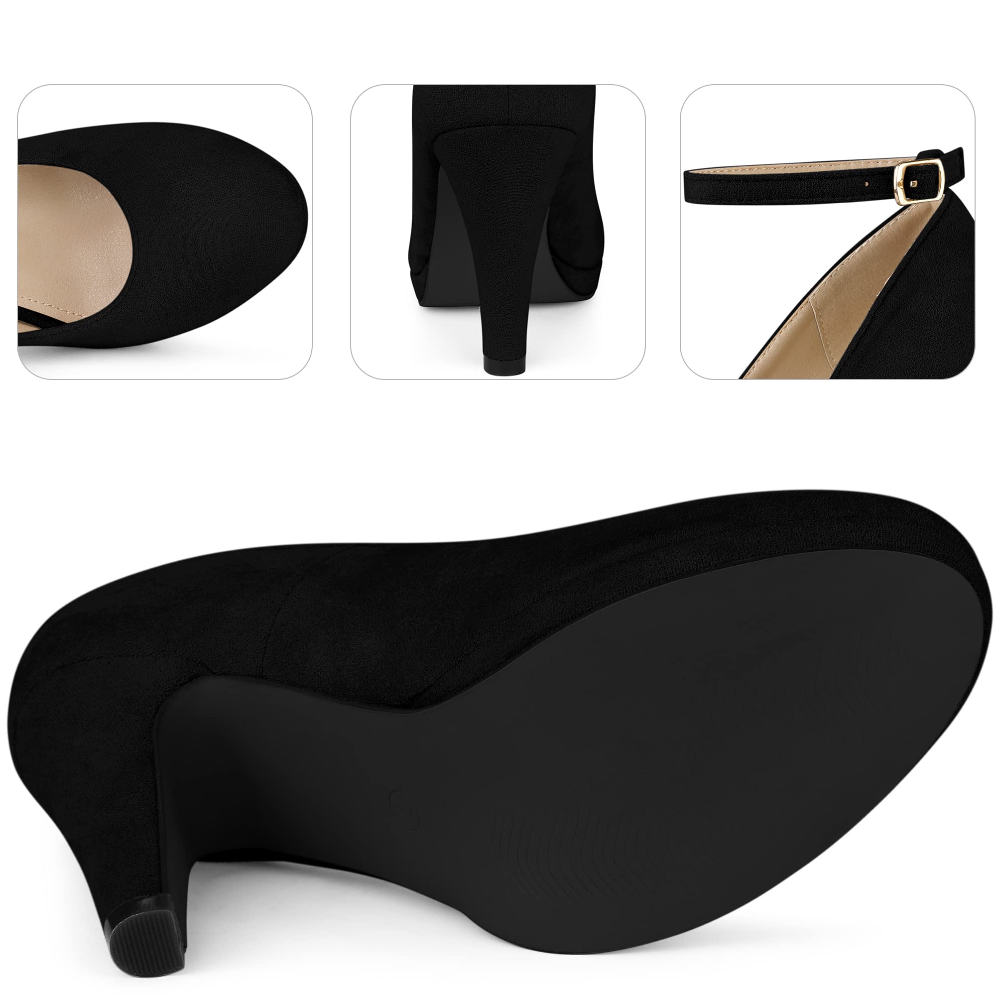 Perphy Women's Mary Jane Pumps - Round Toe Stiletto Heels for Dressy Occasions, Work & Date Nights