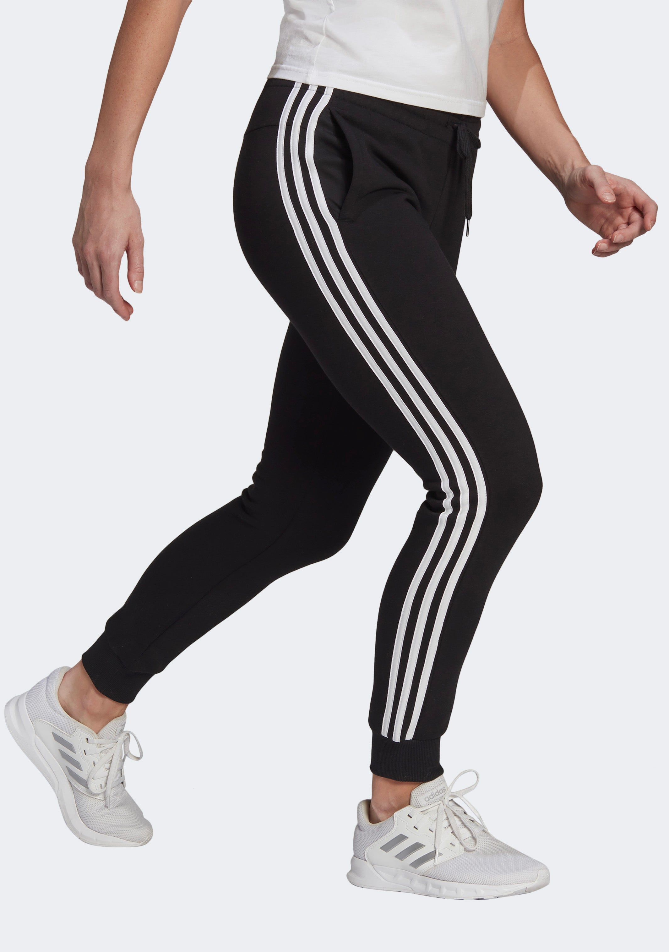 Adidas Women's Essential Fleece 3-Stripe Pants - Soft Comfortable Joggers for Lounge, Workout & Casual Wear