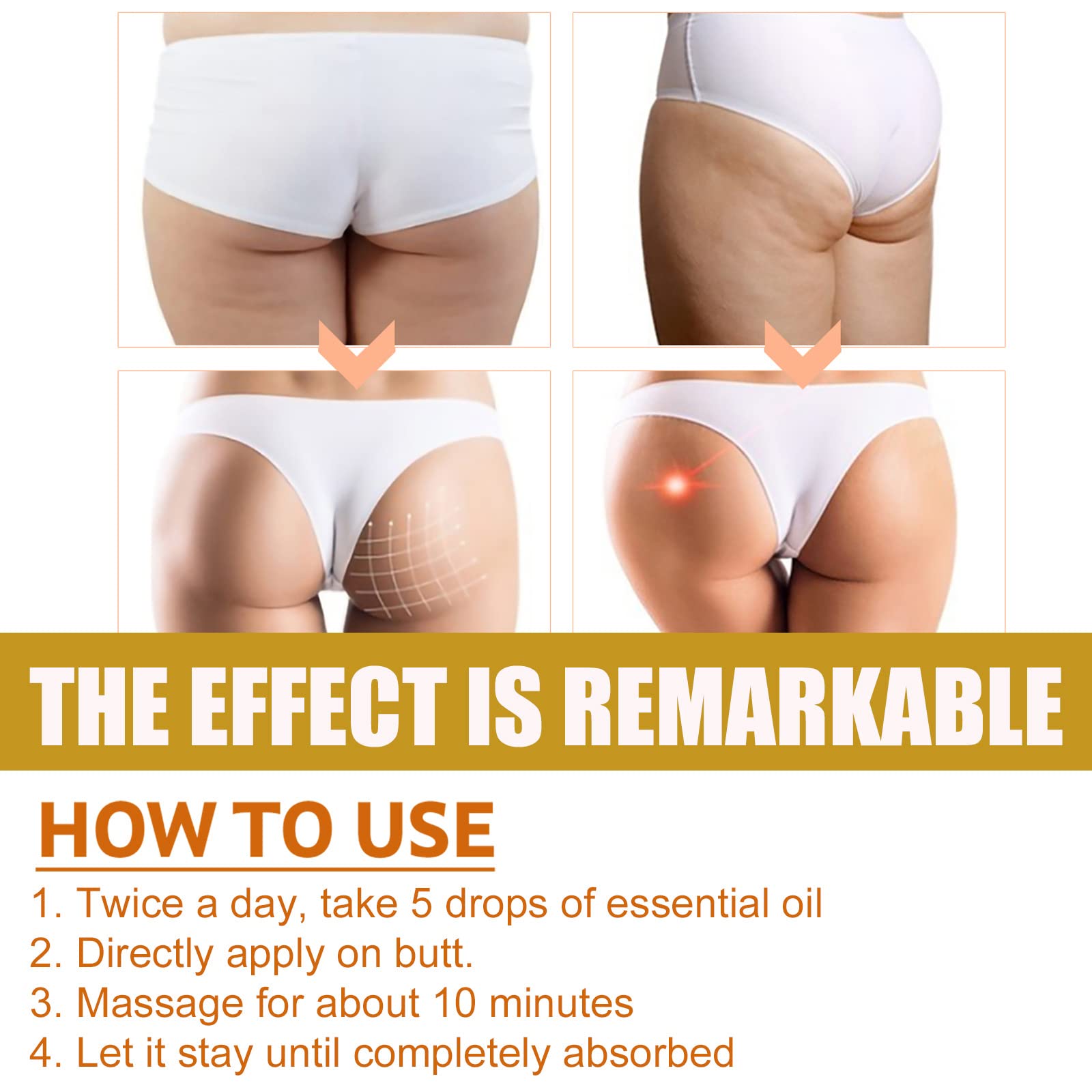 **Hip Lift Firming Essential Oil for Women - Butt Enhancement & Cellulite Reduction (2 Pack) - Natural Skin Tightening for Postpartum & Fitness Recovery**