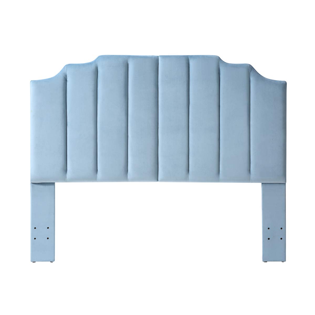 24K Gold Seaglass Velvet Upholstered Tufted Queen/Full Size Headboard - Modern Vertical Channel Design with Curved Tufted Headboard for Bedroom Decor | Luxury Bed Frame Accent | Coastal & Contemporary Home Furniture
