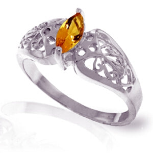 0.2 Carat 14K Solid White Gold Citrine Ring - Elegant Birthstone Jewelry for Women, Perfect for Anniversary Gifts & Special Occasions