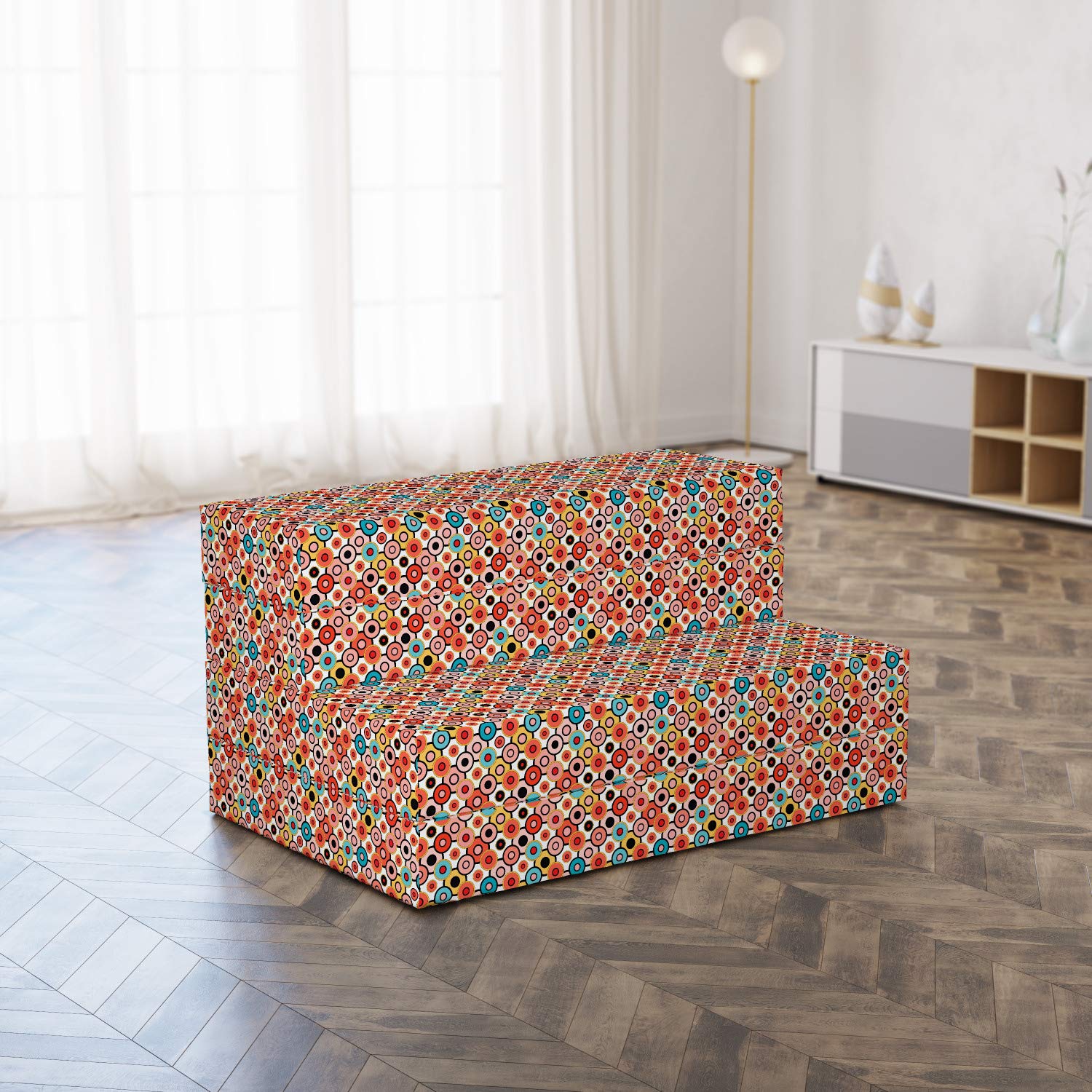 Ambesonne Vintage Foldable Mattress - Retro Bubble Design, 74.8
