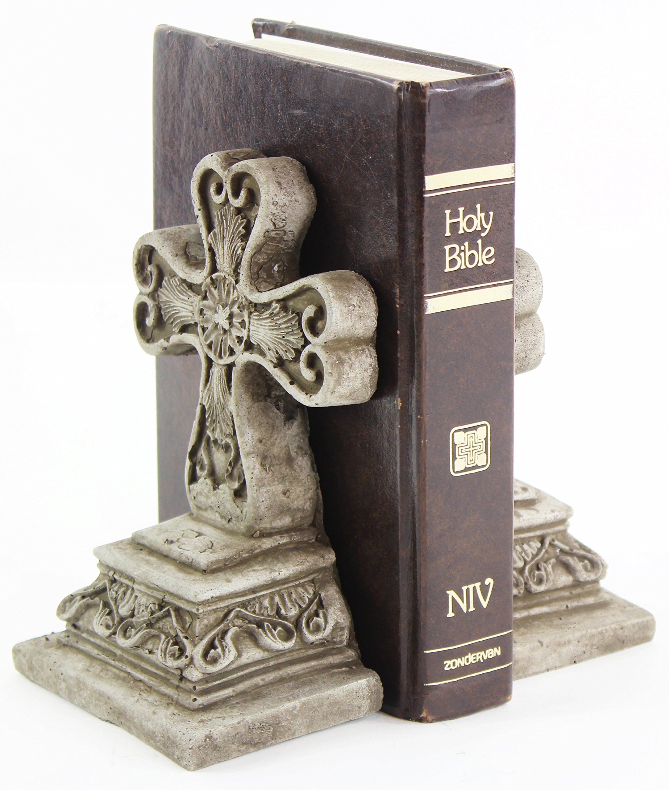 Heavy Duty Concrete Bookends - Religious Statue Book Holders for Church, Home & Office Decor - Perfect for Organizing Books, Bibles & Decorative Displays